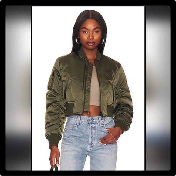 ❤️All Saints Calie Bomber Khaki Green Jacket Size 4 - Picture 3 of 11